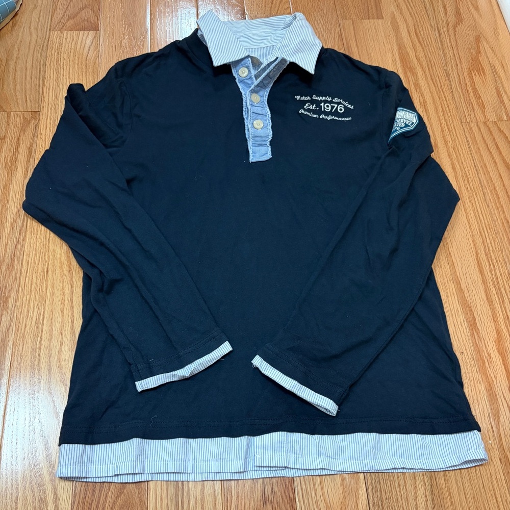 Men's Navy Long Sleeve Polo Shirt